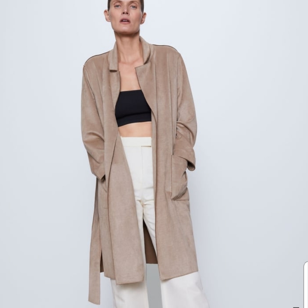 ZARA Faux Suede Jacket Sz M - Picture 2 of 8